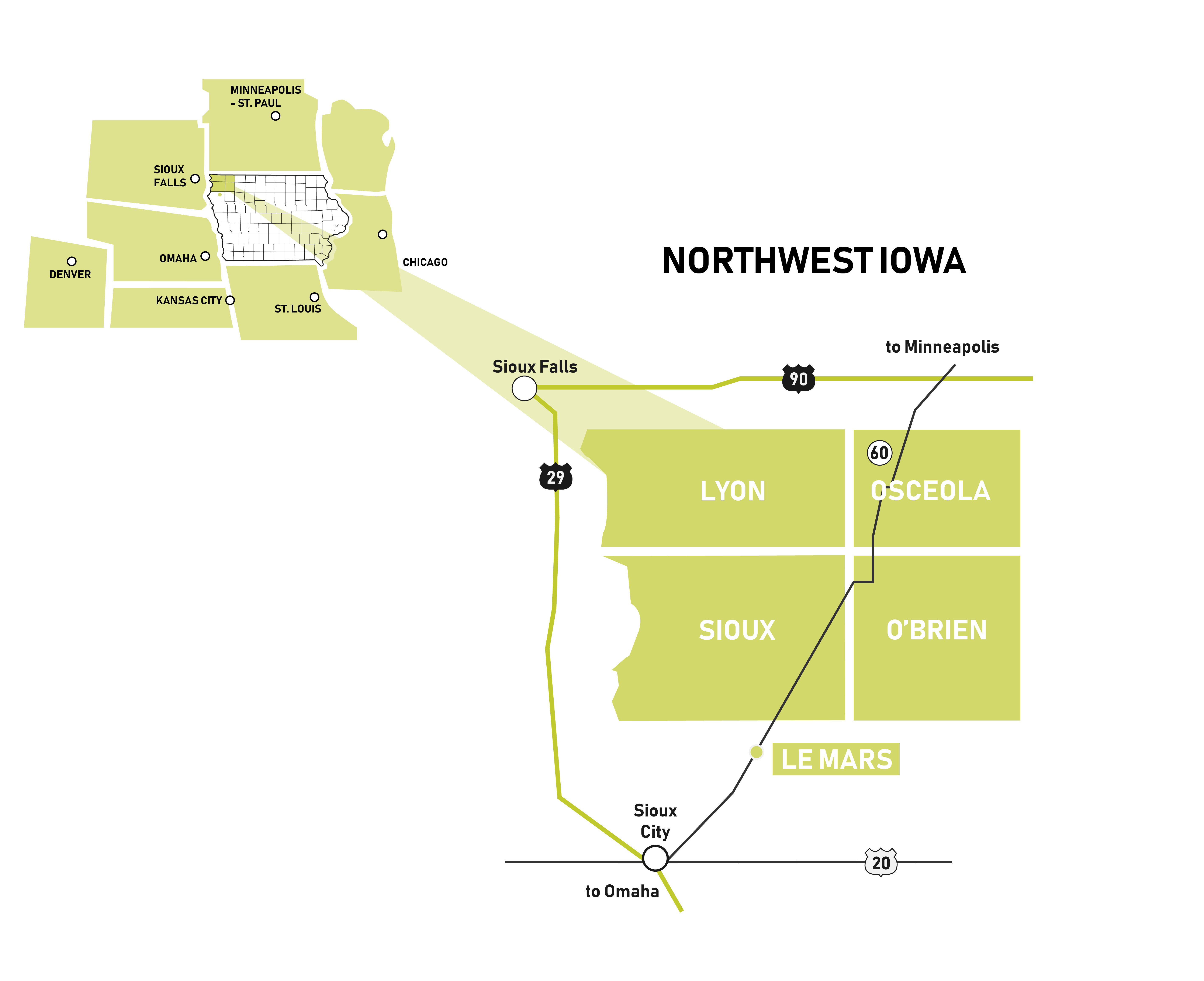 Map of Northwest Iowa